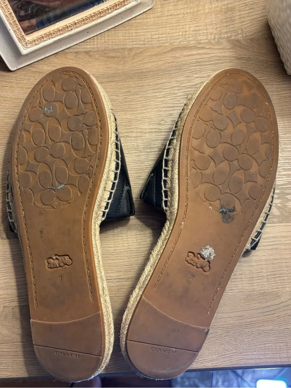Coach Black Leather Cailin Espadrilles Size 7